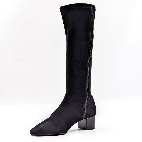 Jack Rogers Women Rayline Black Faux Suede Tall Zip Knee Boots size 6 - Picture 2 of 10